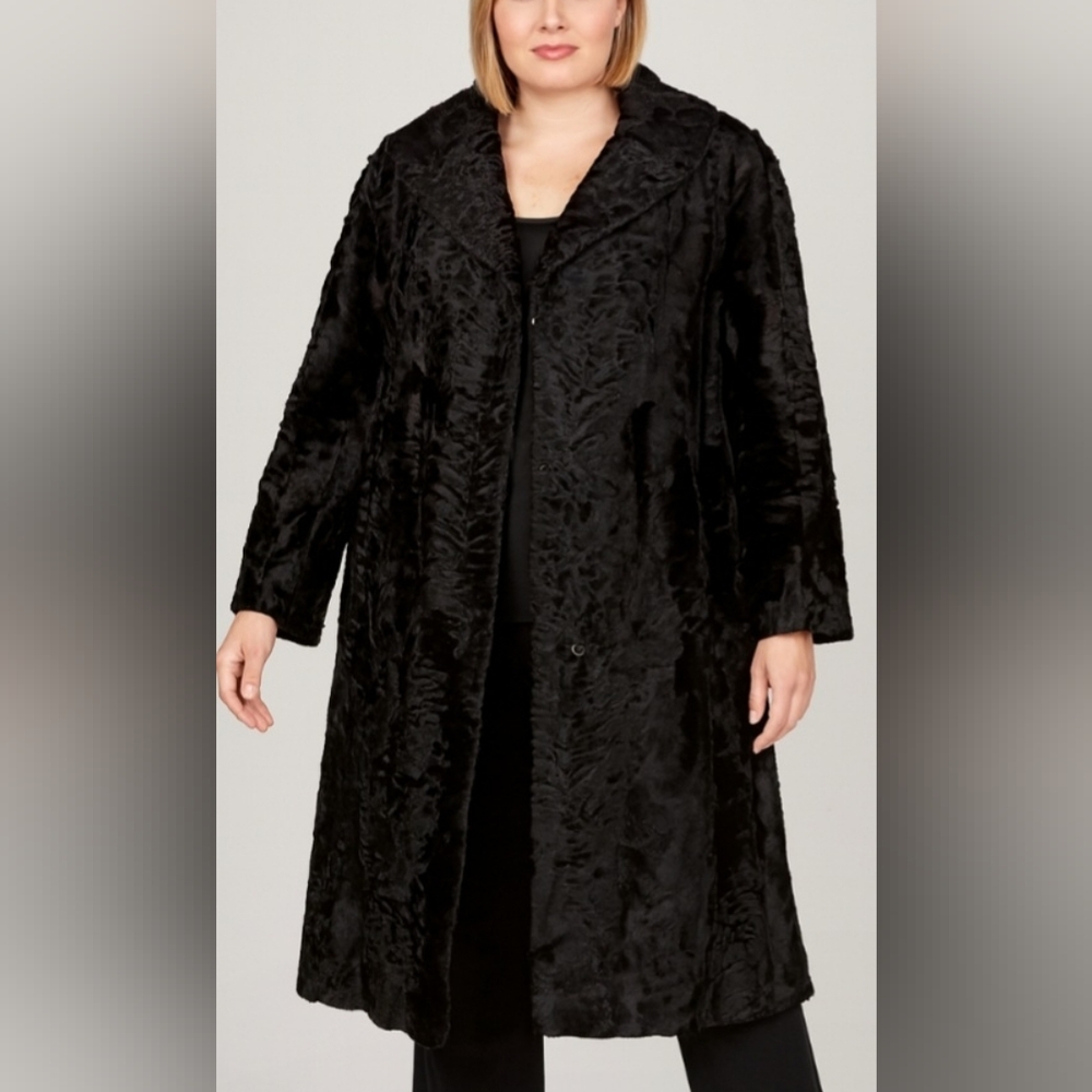 Vintage From 1960's Karakul/Persion Lamb  Black Custom Made In Germany. Size XL.